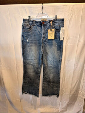 Democracy Ab-solution High Rise Fray Hem Straight Jeans Blue 12